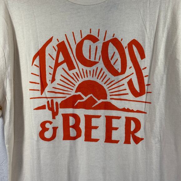 Woman's Pyknic Tacos and Beer Ivory and Orange Tee Shirt Size XL NEW - Picture 3 of 8